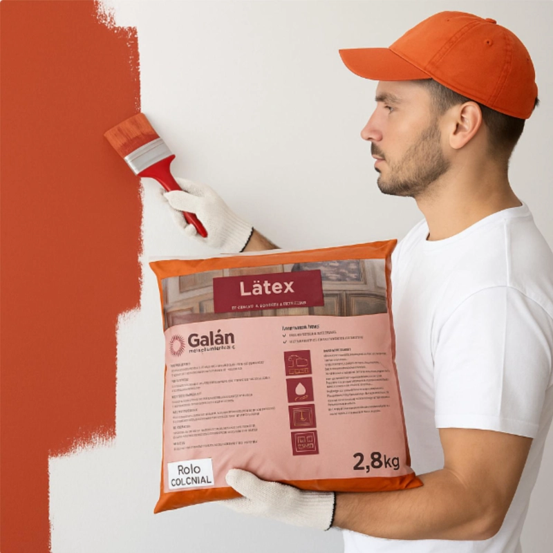 PINTURA EN BOLSA LATEX 2.8 KILOS ROJO COLONIAL GALAN - 4