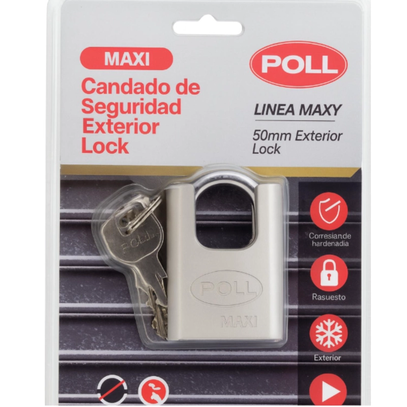 CANDADO ALTA SEGURIDAD POLI EXTERIOR CON HOMBROS 50MM LINEAX - 4