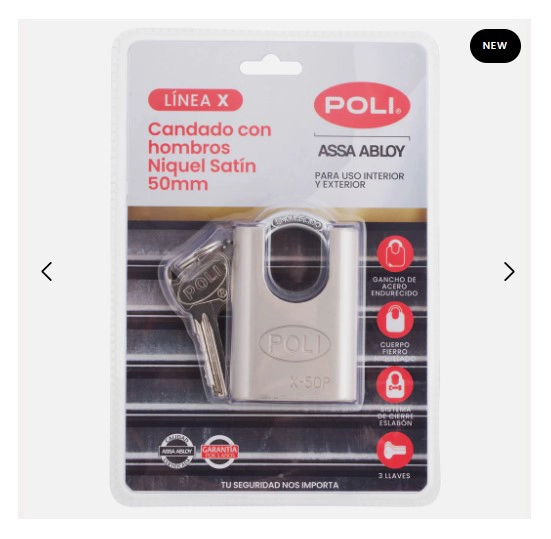 CANDADO ALTA SEGURIDAD POLI EXTERIOR CON HOMBROS 50MM LINEAX - 6