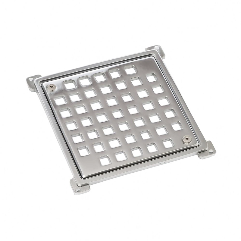 REJILLA POLI 126950 PILETA CUADRADA 100 MM CROMADO ACERO INOXIDABLE - 1
