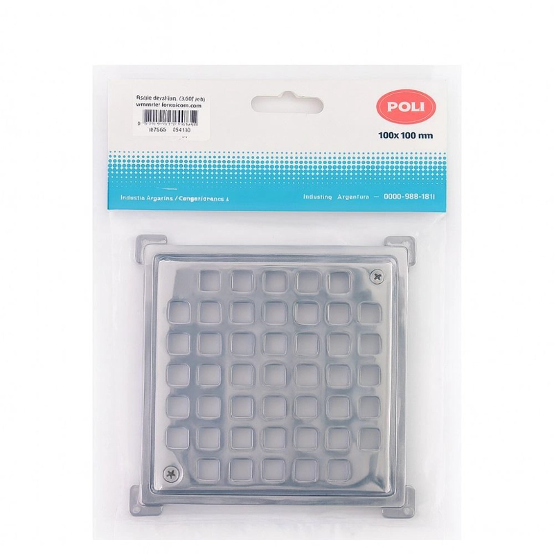 REJILLA POLI 126950 PILETA CUADRADA 100 MM CROMADO ACERO INOXIDABLE - 3