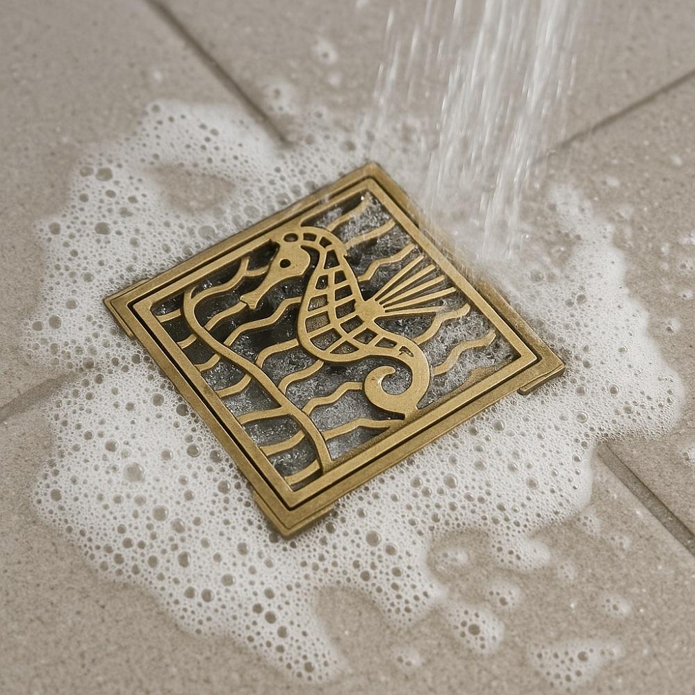 REJILLA PILETA CUADRADA 100MM BRONCE ACERO INOXIDABLE POLI - 3