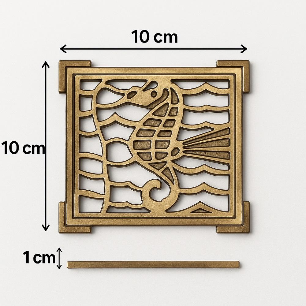 REJILLA PILETA CUADRADA 100MM BRONCE ACERO INOXIDABLE POLI - 5