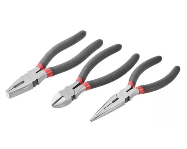 SET HERRAMIENTAS TACTIX ALICATES 700181 3 PIEZAS UNIVERSAL PUNTA CORTE RECUBIERTOS ONSITE - 1