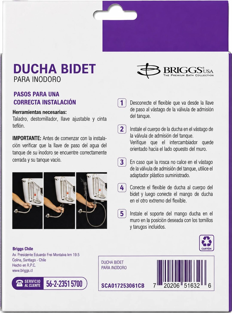 DUCHA FANALOZA CTFA07 BIDET ARABE MANGO CROMADO BRIGGS- - 7