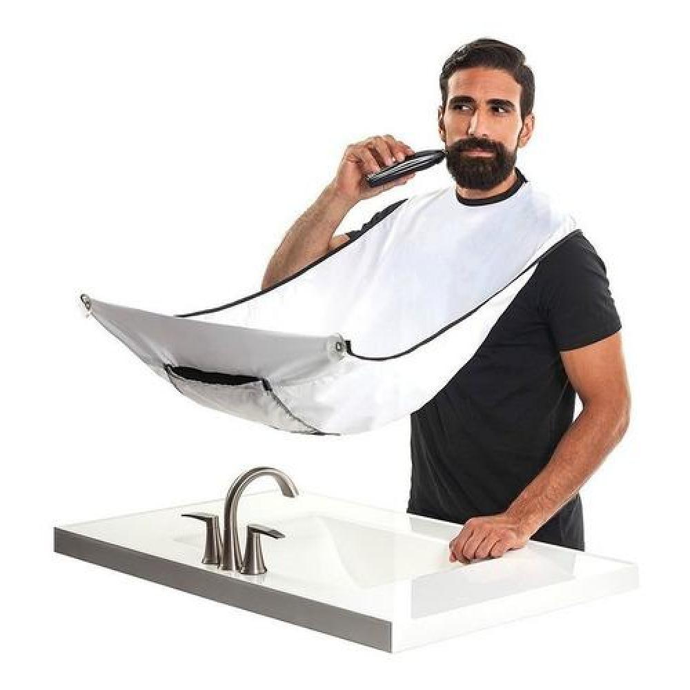 CAPA DELANTAL PARA CORTE DE BARBA AFEITADO AFEITAR EN COLOR BLANCO - 2