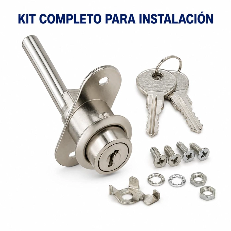 CERRADURA MUEBLE KARDEX FRONTAL NIQUEL D88-B120 POLI CHILE - 2