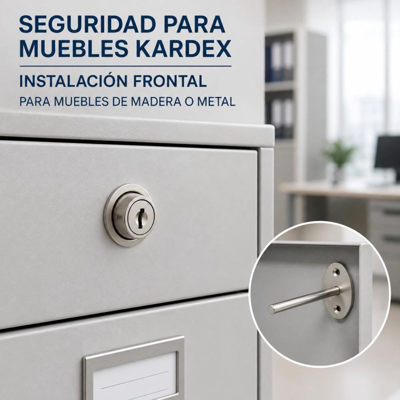 CERRADURA MUEBLE KARDEX FRONTAL NIQUEL D88-B120 POLI CHILE - 6