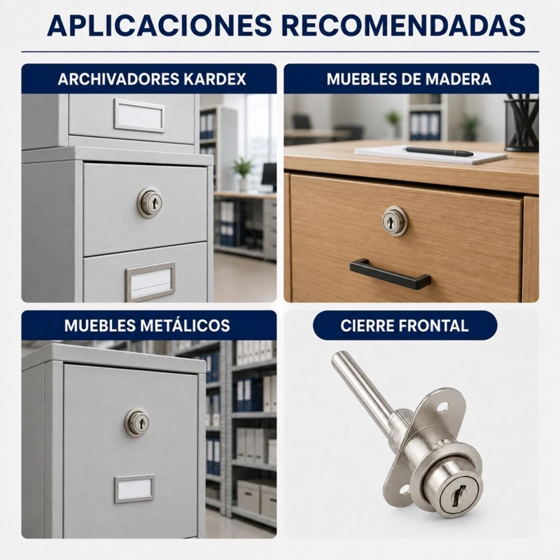 CERRADURA MUEBLE KARDEX FRONTAL NIQUEL D88-B120 POLI CHILE - 7
