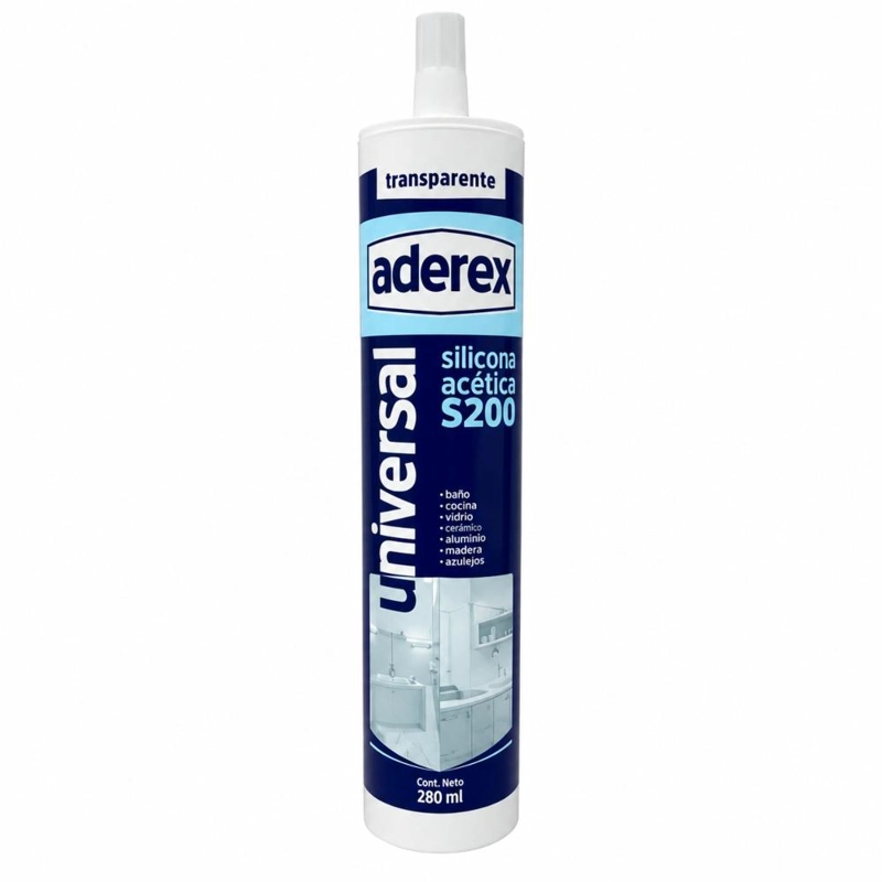SILICONA SELLADOR BANO Y COCINA ANTIHONGO TRANSPARENTE INTERIOR Y EXTERIOR ADEREX 280ML