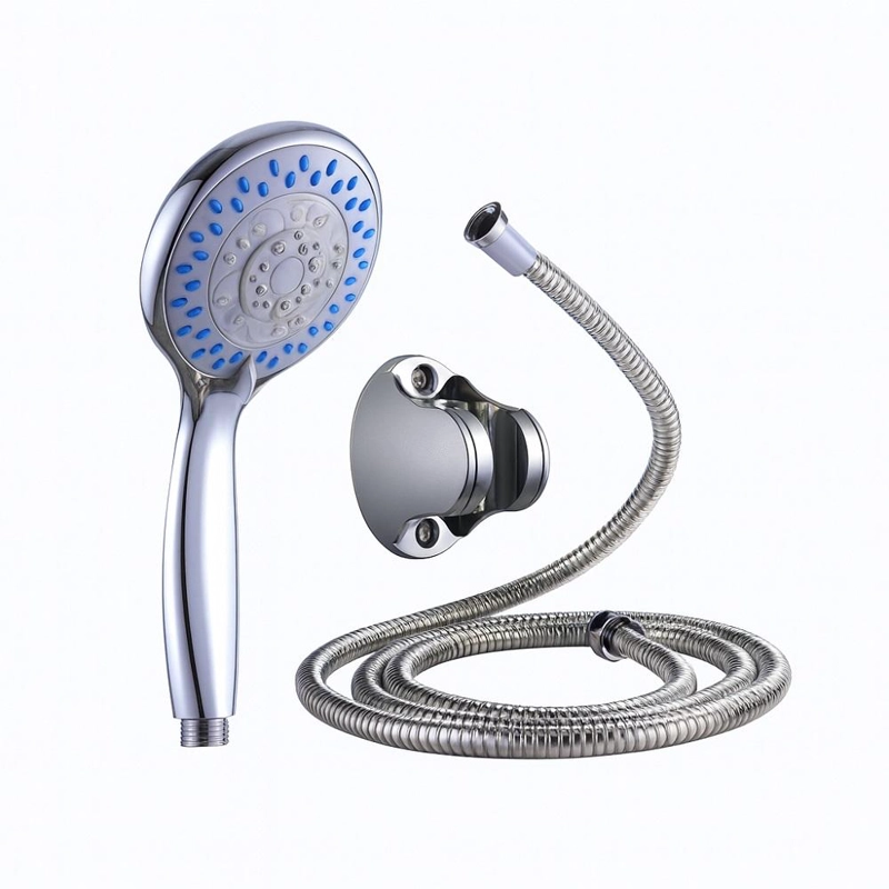 KIT DE DUCHA TELÉFONO CABEZAL FLEXIBLE Y SOPORTE MANGUERA SOPORTE CROMADO ACERO INO X - 1