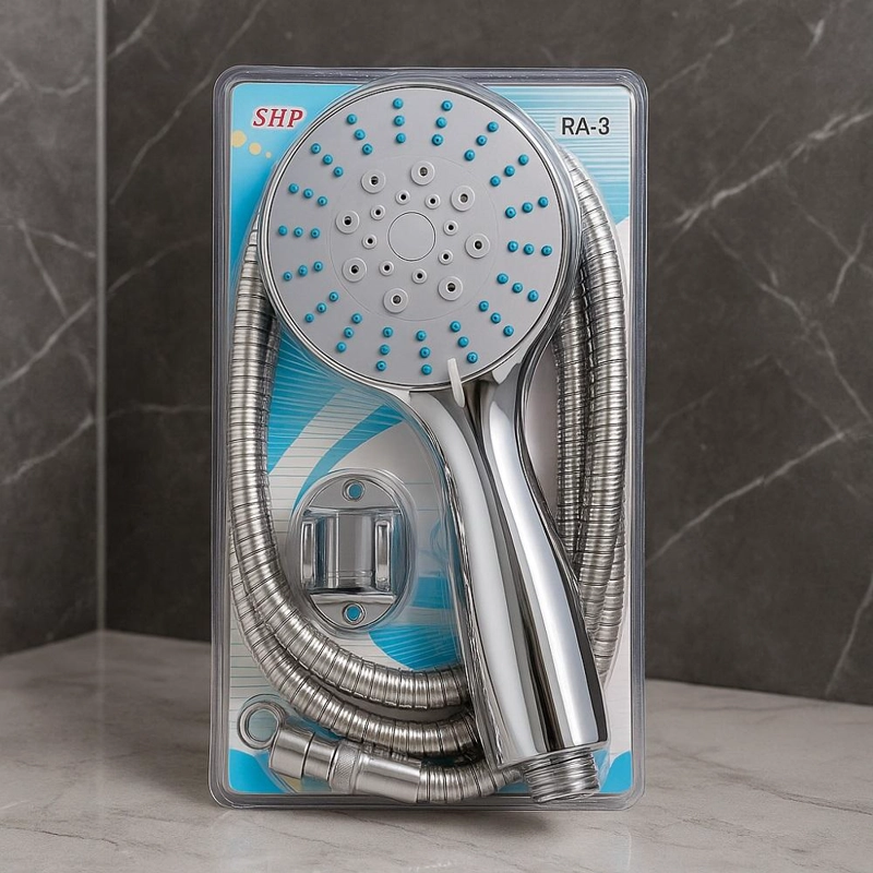 KIT DE DUCHA TELÉFONO CABEZAL FLEXIBLE Y SOPORTE MANGUERA SOPORTE CROMADO ACERO INO X - 5