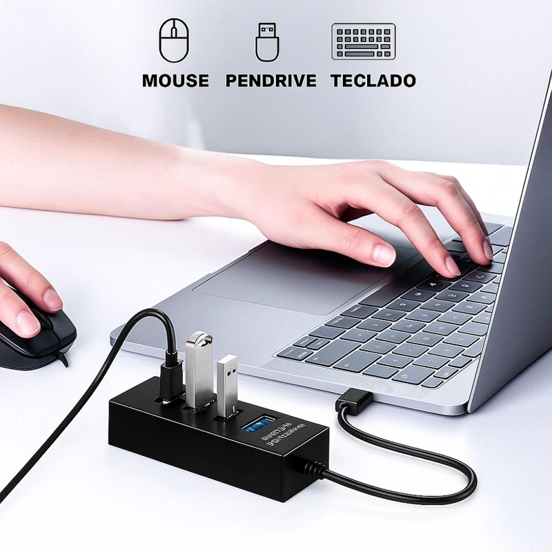 HUB 4 PUERTOS MULTI USB 3.0 INDICADOR LUZ LED ADAPTADOR - 7