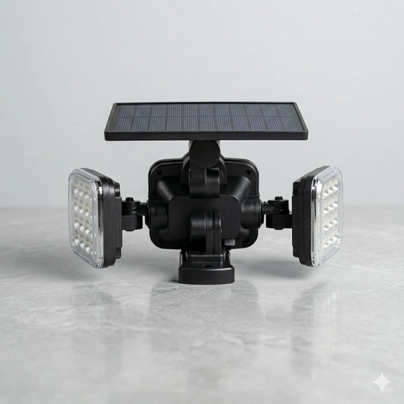 LUZ SOLAR FOCO TRIPLE CABEZAL CON SENSOR MOVIMIENTOS CON CABLE NEGRO - 5