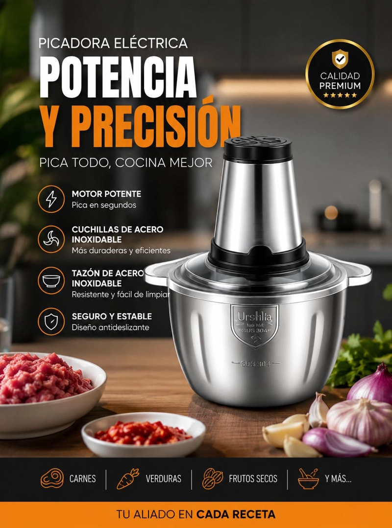 PICADOR 220V MOLEDOR 2 LITROS ELÉCTRICO CARNES Y VERDURAS - 8
