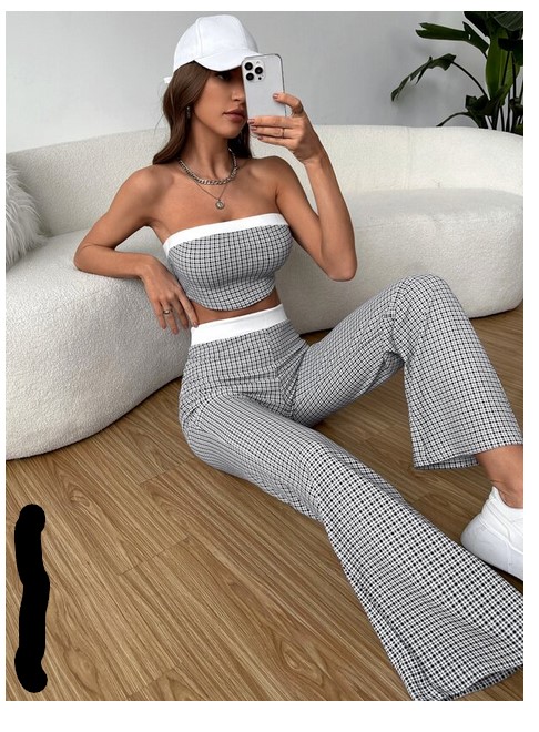 CONJUNTO 2 PIEZAS MUJER BLANCO GR27 TOP Y PANTALON CASUAL 2023 - 1