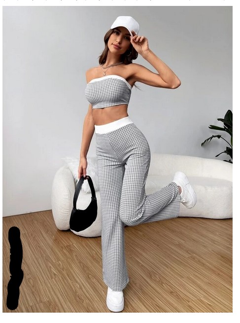 CONJUNTO 2 PIEZAS MUJER BLANCO GR27 TOP Y PANTALON CASUAL 2023 - 2