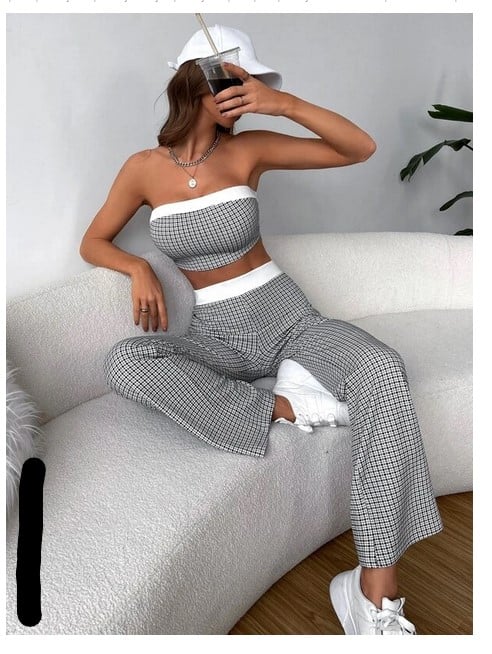 CONJUNTO 2 PIEZAS MUJER BLANCO GR27 TOP Y PANTALON CASUAL 2023 - 5