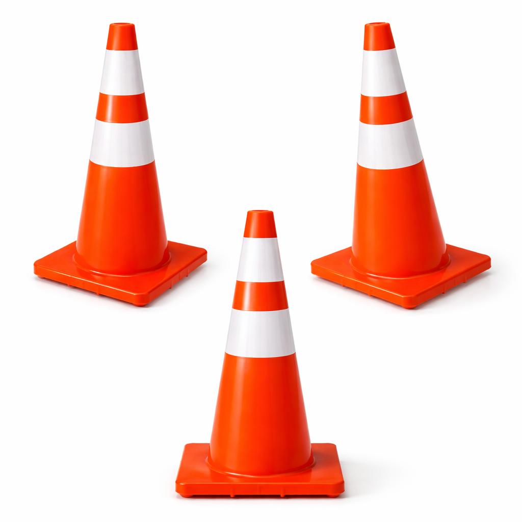 CONO DE SEGURIDAD 36 PULGADAS DOBLE CINTA REFLECTANTE PVC - 2