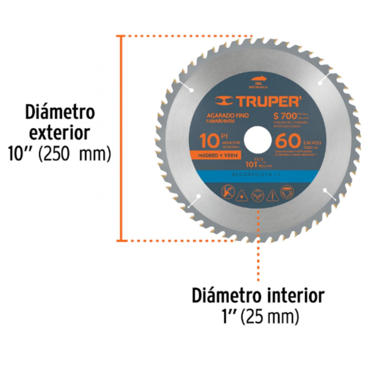 SIERRA CIRCULAR 2024 TRUPER P/MADERA 12 X 60 DTS. PROFESIONAL - 3