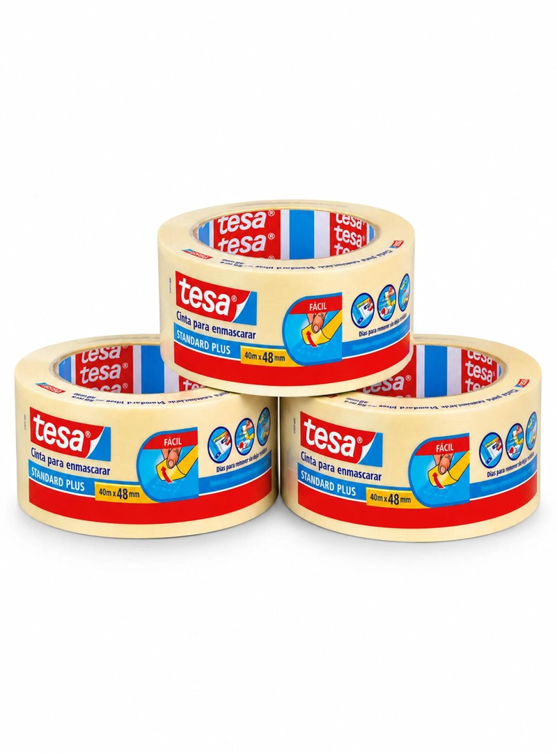 3 CINTAS DE ENMASCARAR MASKING TAPE TESA 40 MTS X 48 MM - 1
