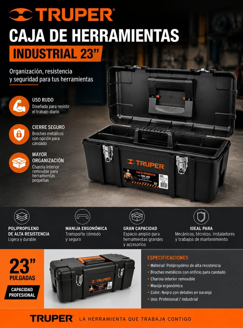 CAJA HERRAMIENTAS TRUPER CTTRU350 INDUSTRIAL 23 2 X 2 CM - 5