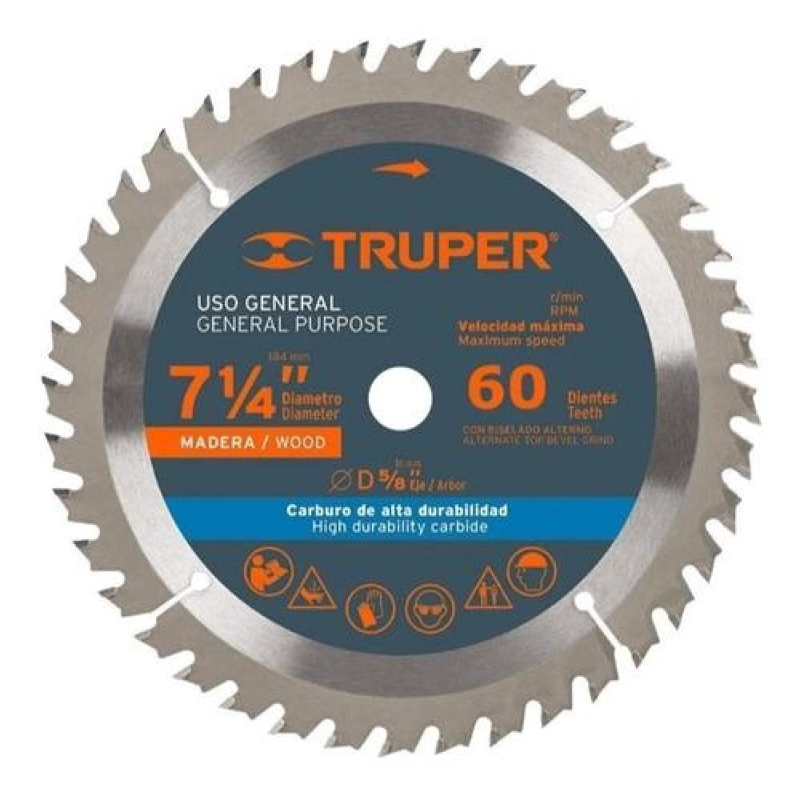 DISCO SIERRA 2024 CIRCULAR 7 1/4 PULGADAS 60 DIENTES TRUPER - 1