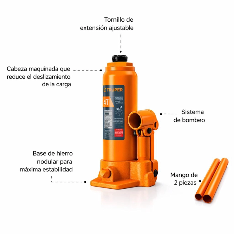 GATA HIDRAULICA 4 TN TIPO BOTELLA TRUPER GAT-4 - 3