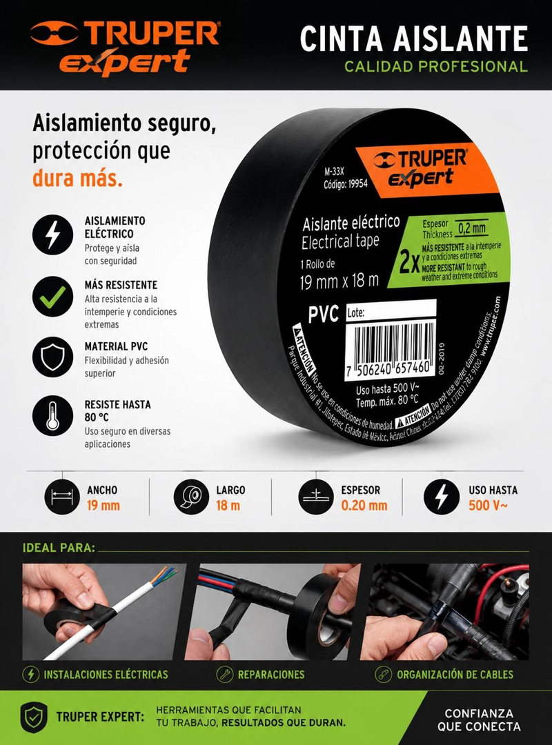 HUINCHA CINTA DE AISLAR 19MM X 18M TRUPER EXPERT M-33X - 4