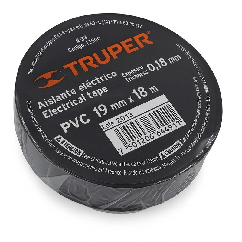 HUINCHA AISLADORA NEGRA 3/4 X 18 MTS TRUPER PROFESIONAL - 3