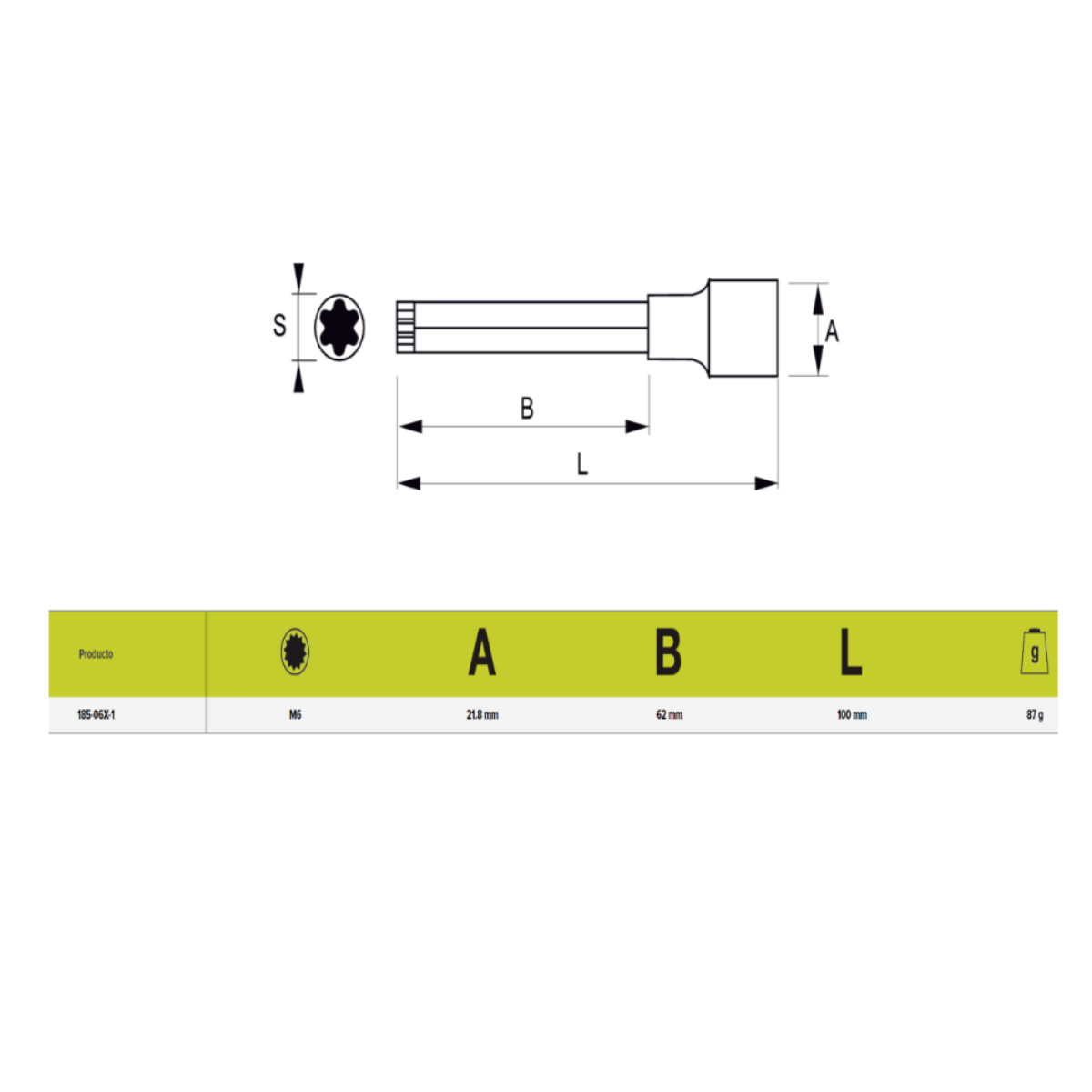 DADO PUNTA XZN 1/2' M6 185-06-1 - 3
