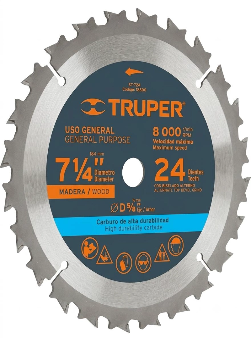 DISCO SIERRA 2024 CIRCULAR 7 1/4 PULGADAS 24 DIENTES TRUPER - 1