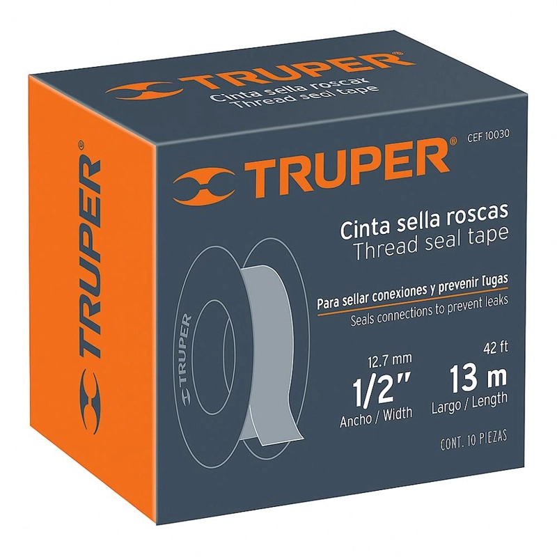 CINTA TEFLON TRUPER PROFESIONAL 1/2 10 UNIDADES - 4