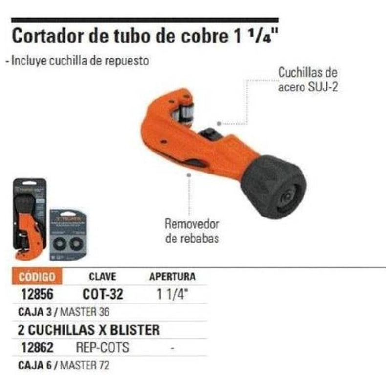 CORTADOR 2024 TUBO COBRE ALUMINIO PROFESIONAL TRUPER 3-32 MM - 4
