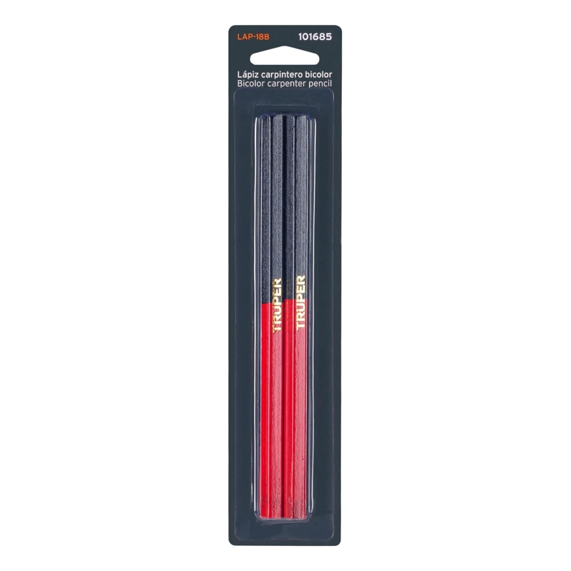 BLISTER CON 2 LAPICES 18 CM BICOLOR GRUESOS PARA CARPINTERO - 1
