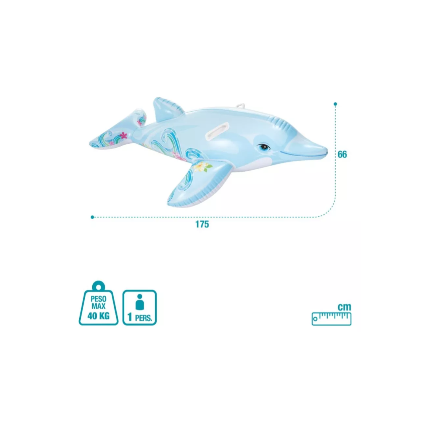 FLOTADOR INFLABLE DELFÍN MONTABLE CON ASAS INTEX 175CM NIÑOS - 2