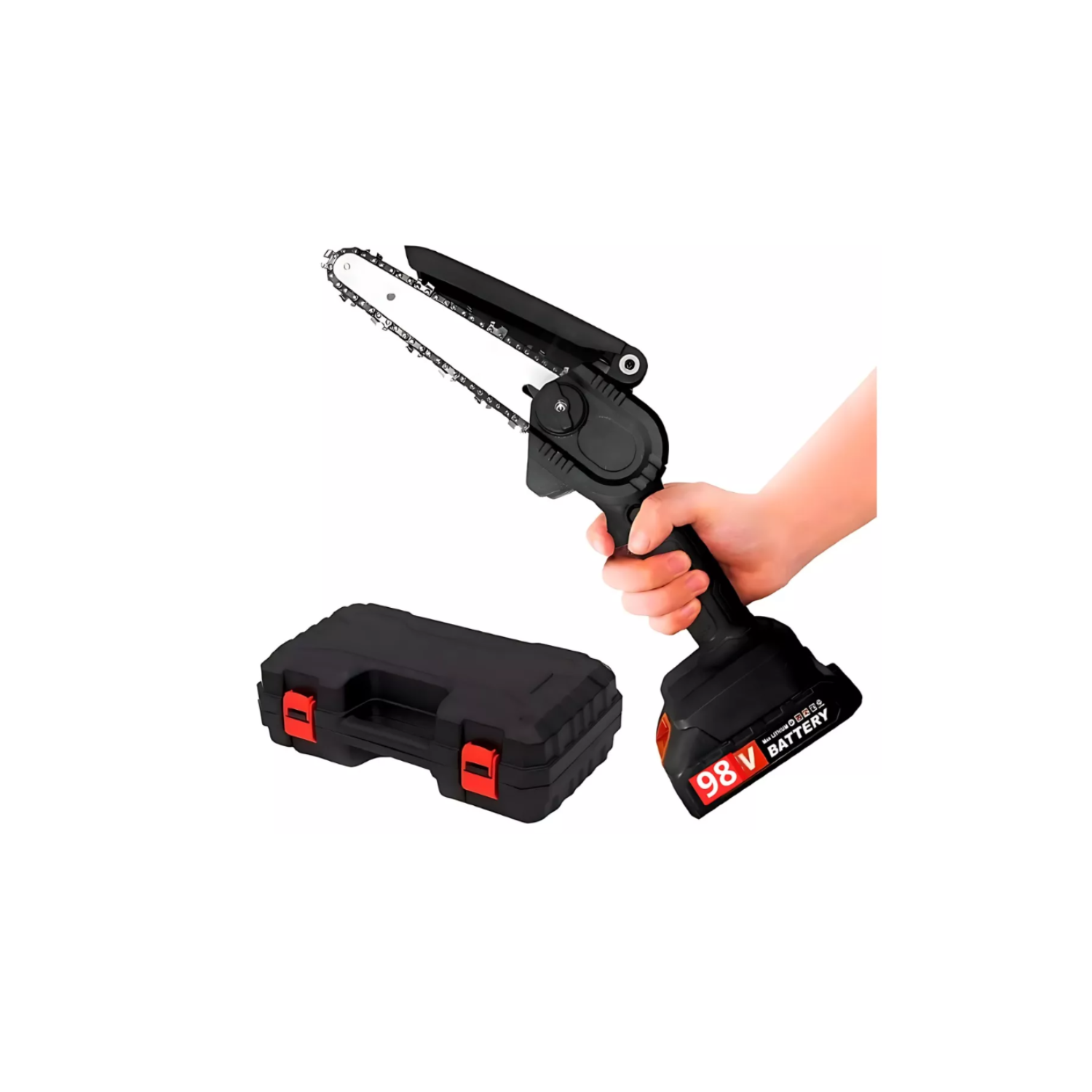 MOTOSIERRA RECARGABLE TASBEL + 2 BATERÍAS 98V PORTÁTIL ACCESORIOS - 5
