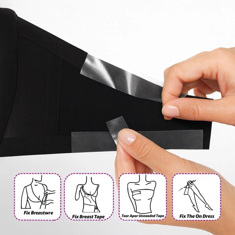 CINTA ADHESIVA CORPORAL MUJER DE DOBLE CARA REVERSA ADECUADA PARA TIRANTES ROPA VESTIDOS - 4