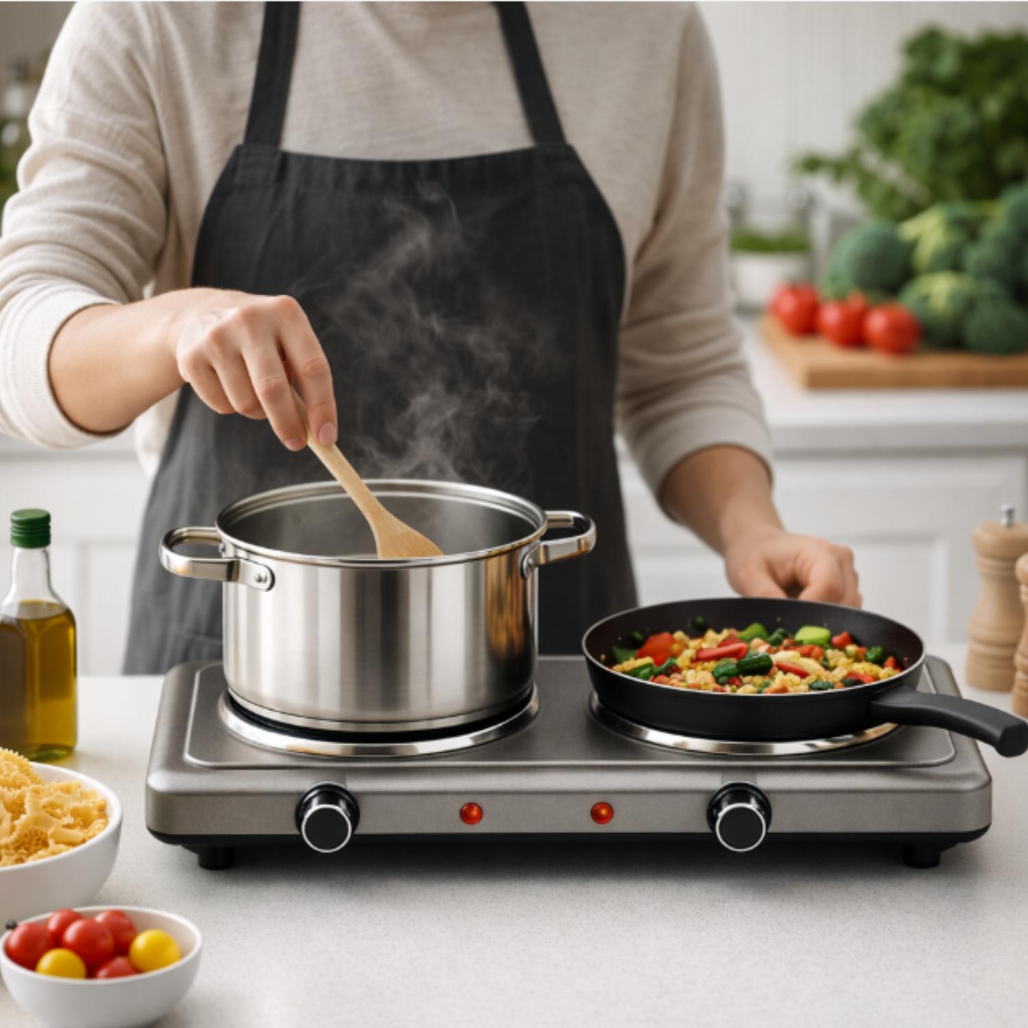 COCINILLA ESTUFA ELÉCTRICA BODYCOLOGY 2 PLATOS AUTOMÁTICA AJUSTABLE 2000W - 5