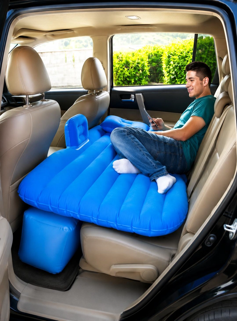 COLCHON PARA AUTO INFLABLE + COMPRESOR 12V Y 2 ALMOHADAS - 3