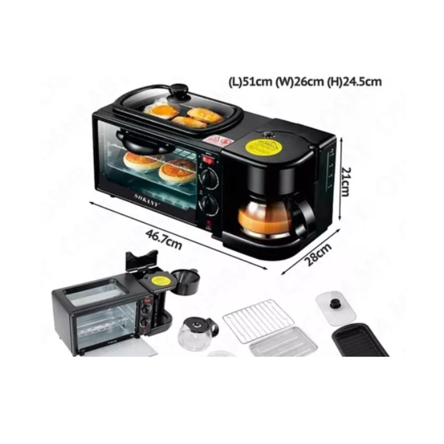 MÁQUINA PARA HACER DESAYUNO 3 EN 1 HORNO CAFETERA SARTEN - 3