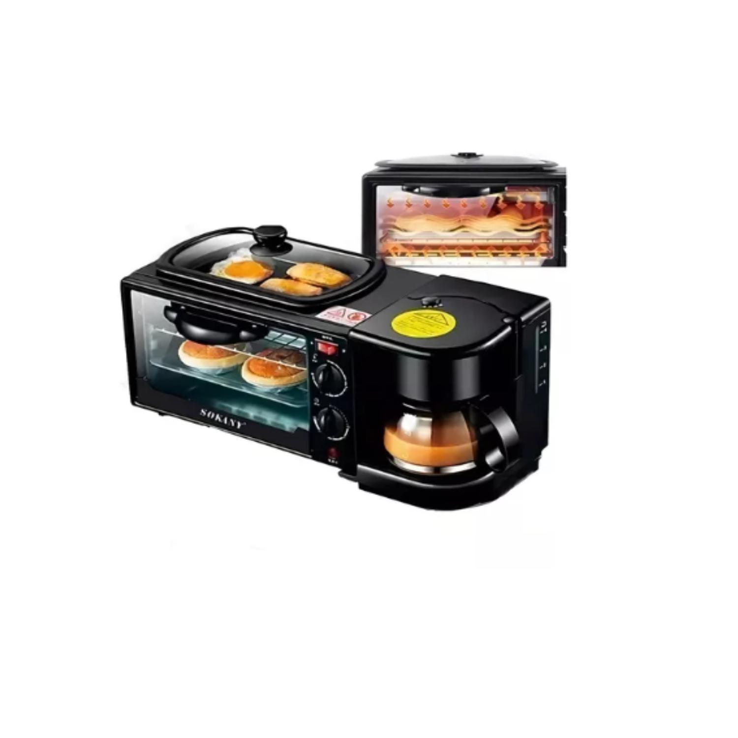 MÁQUINA PARA HACER DESAYUNO 3 EN 1 HORNO CAFETERA SARTEN - 5