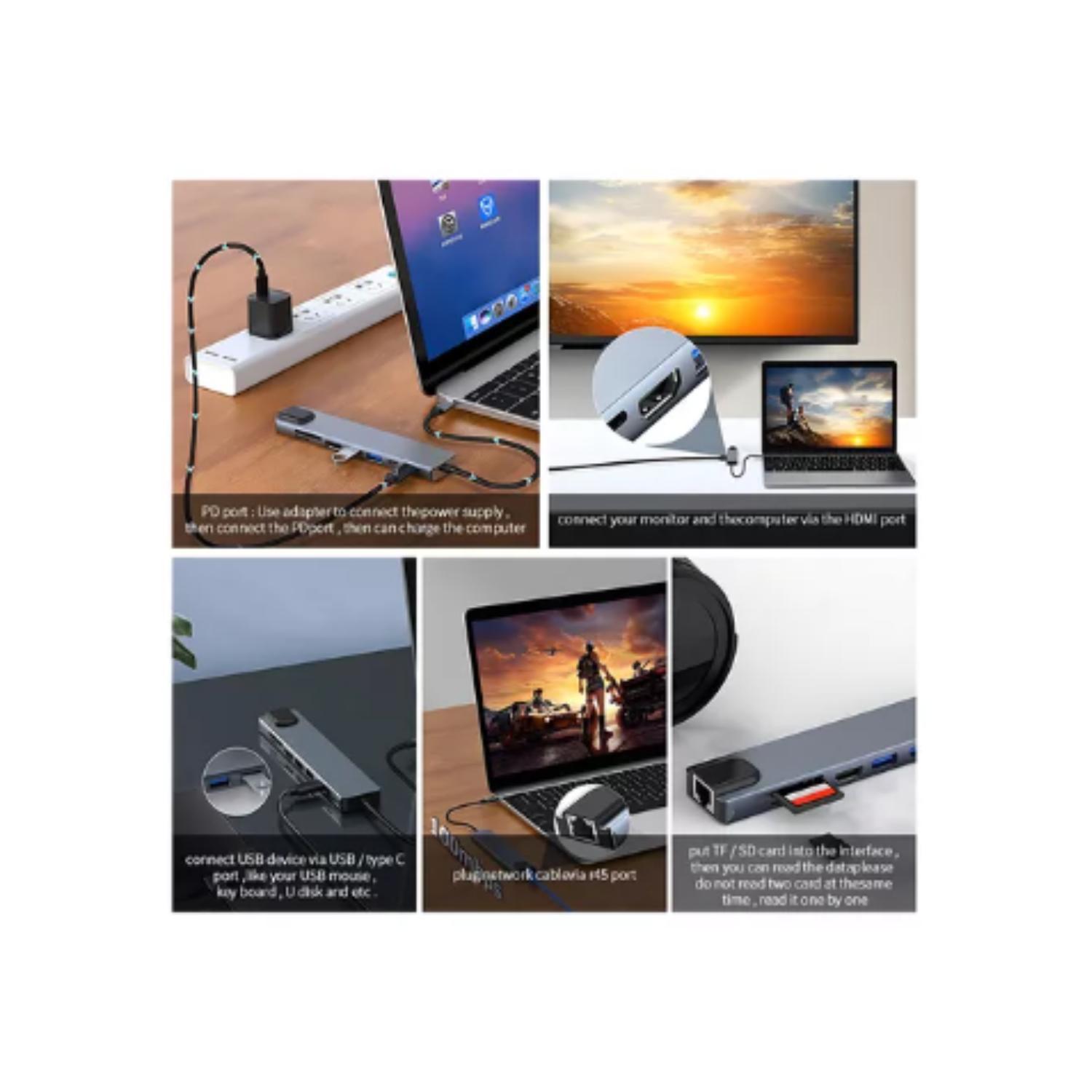 ADAPTADOR HUB PARA MACBOOK AIR M1 M2 8 EN 1 USB-C HDMI 4K - 4