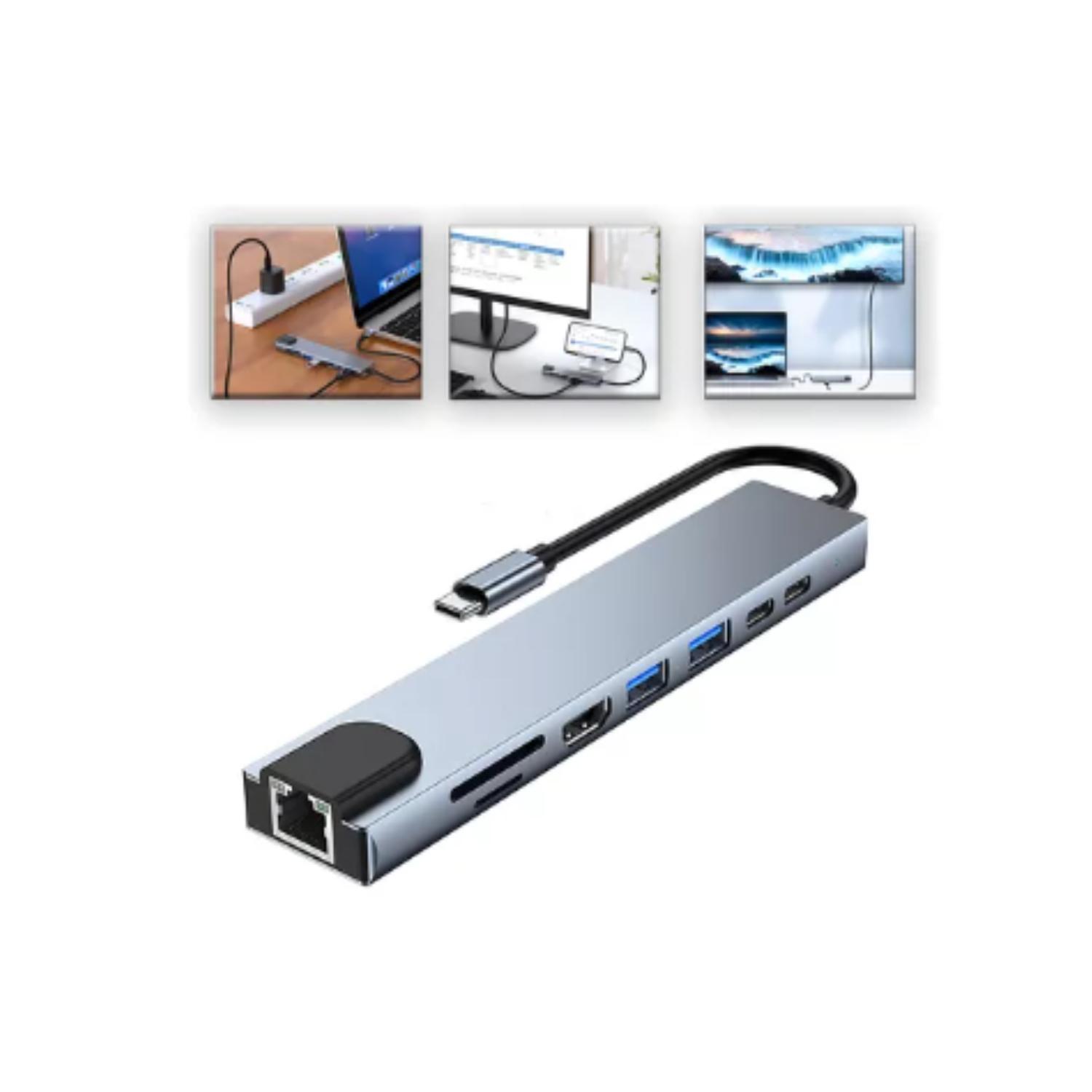 ADAPTADOR HUB PARA MACBOOK AIR M1 M2 8 EN 1 USB-C HDMI 4K - 7