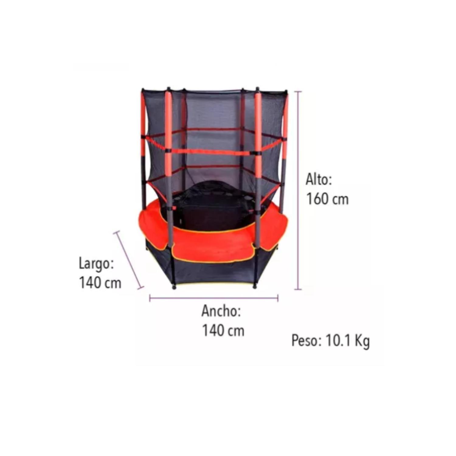 CAMA ELÁSTICA SALTARINA TRAMPOLIN PARA NIÑOS 1.4M CON MALLA - 6