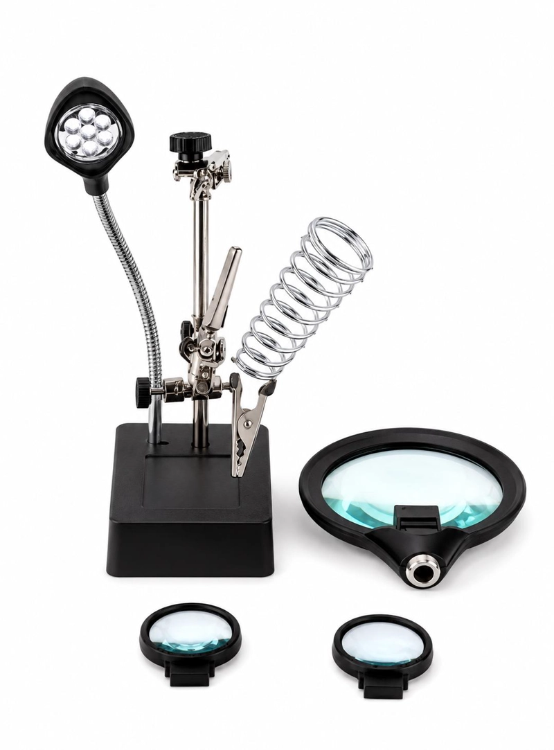 LUPA BRAZO ESCRITORIO SOPORTE PINZA LUZ LED TERCERA MANO - 4