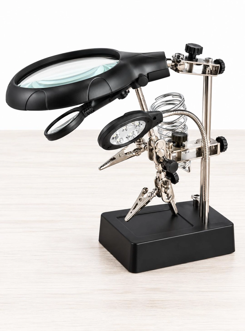 LUPA BRAZO ESCRITORIO SOPORTE PINZA LUZ LED TERCERA MANO - 5