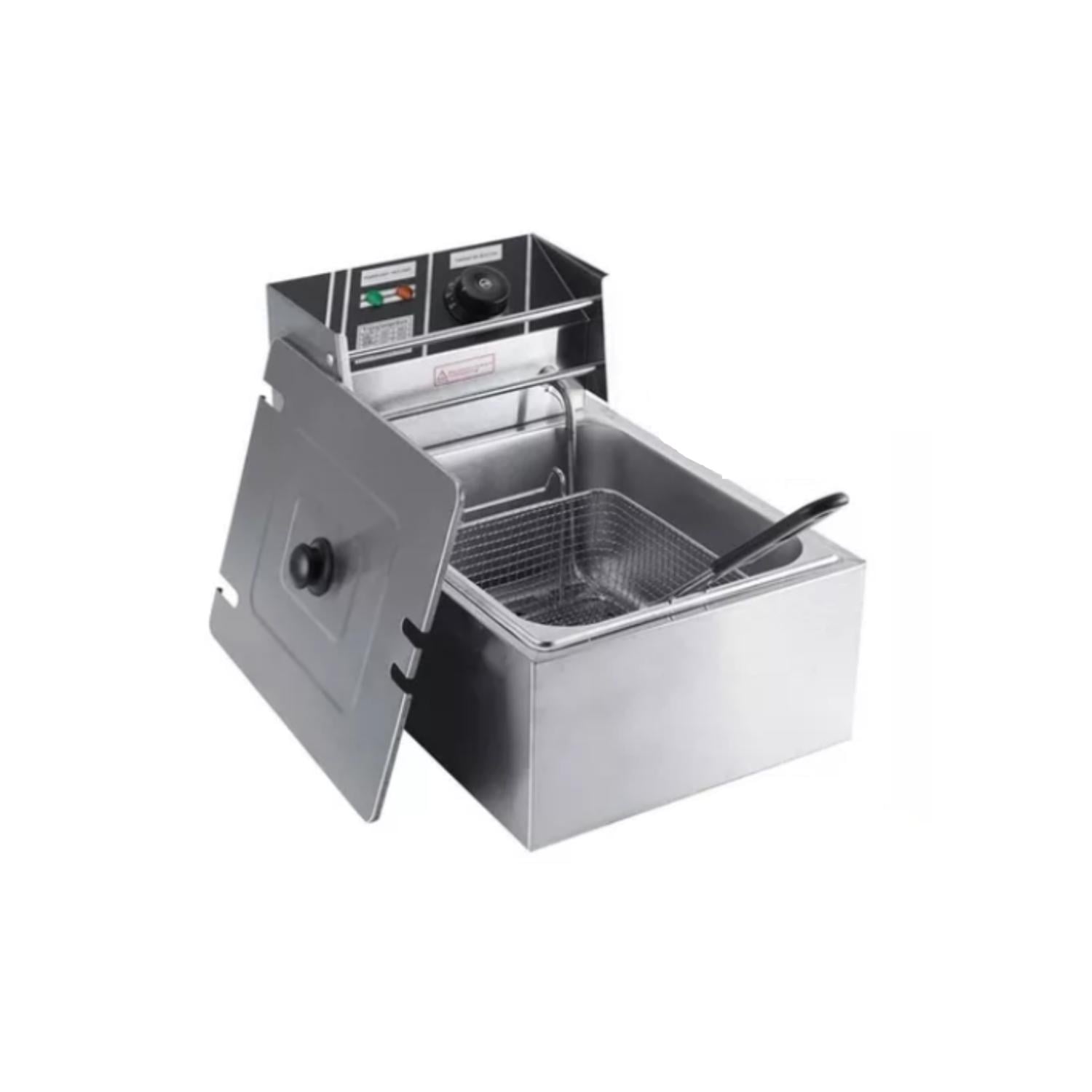 FREIDORA ELÉCTRICA DE ACERO CON TAPA - 1 CANASTO 6 LITROS - 1