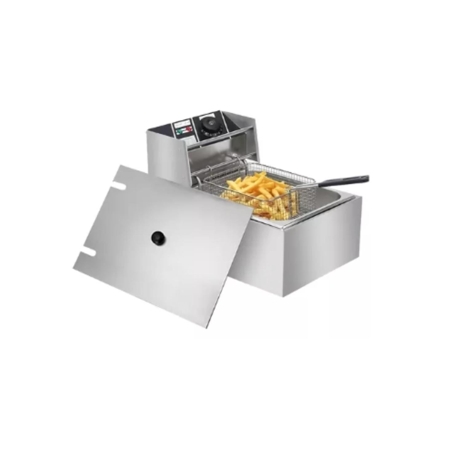 FREIDORA ELÉCTRICA DE ACERO CON TAPA - 1 CANASTO 6 LITROS - 3
