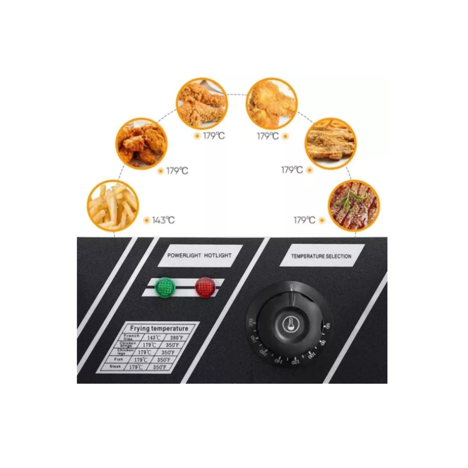 FREIDORA ELÉCTRICA DE ACERO CON TAPA - 1 CANASTO 6 LITROS - 6